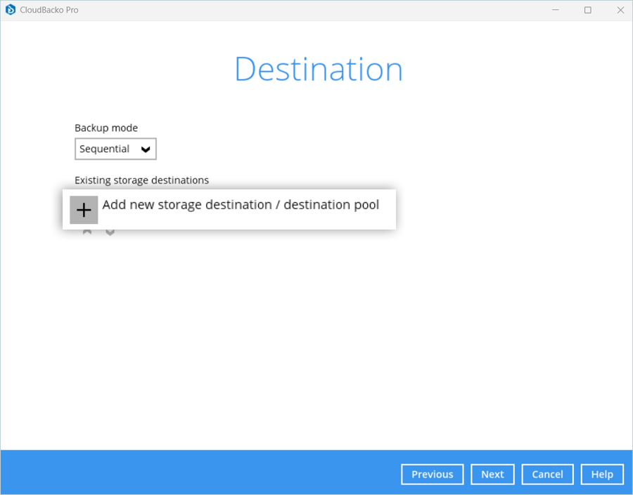 Add New Storage Destination