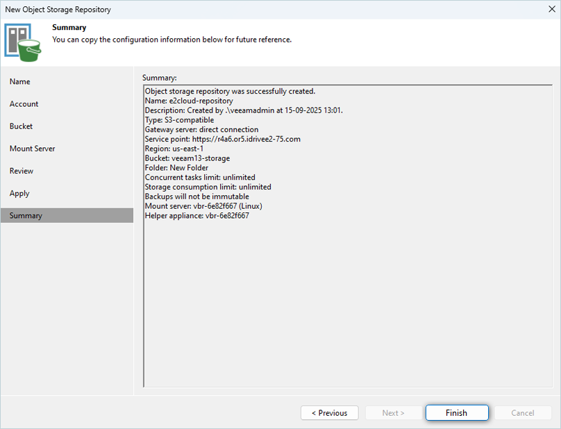 IDrive e2 with Veeam 13
